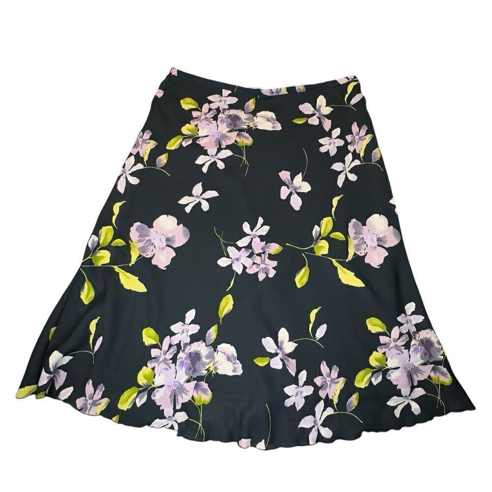 Dress Barn Skirt Sz 16 Women’s Floral Purple Blue Spring Summer Vacation Beach